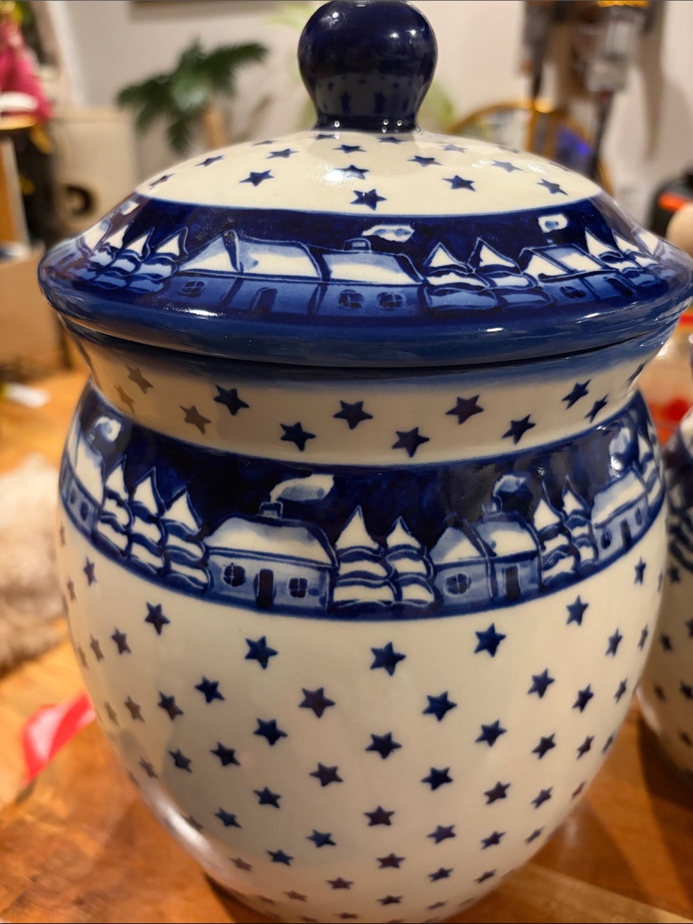 Polish Pottery Winter Scenery 4 liter ceramic canister Manufaktura brand